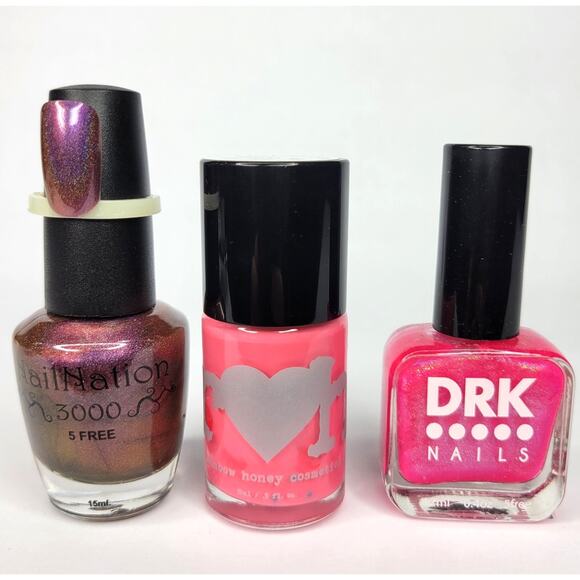 LOT OF 3 NEW Nail Polish Rainbow Honey DRK NailNation 3000 Holo Iridescent Indie - Picture 1 of 9